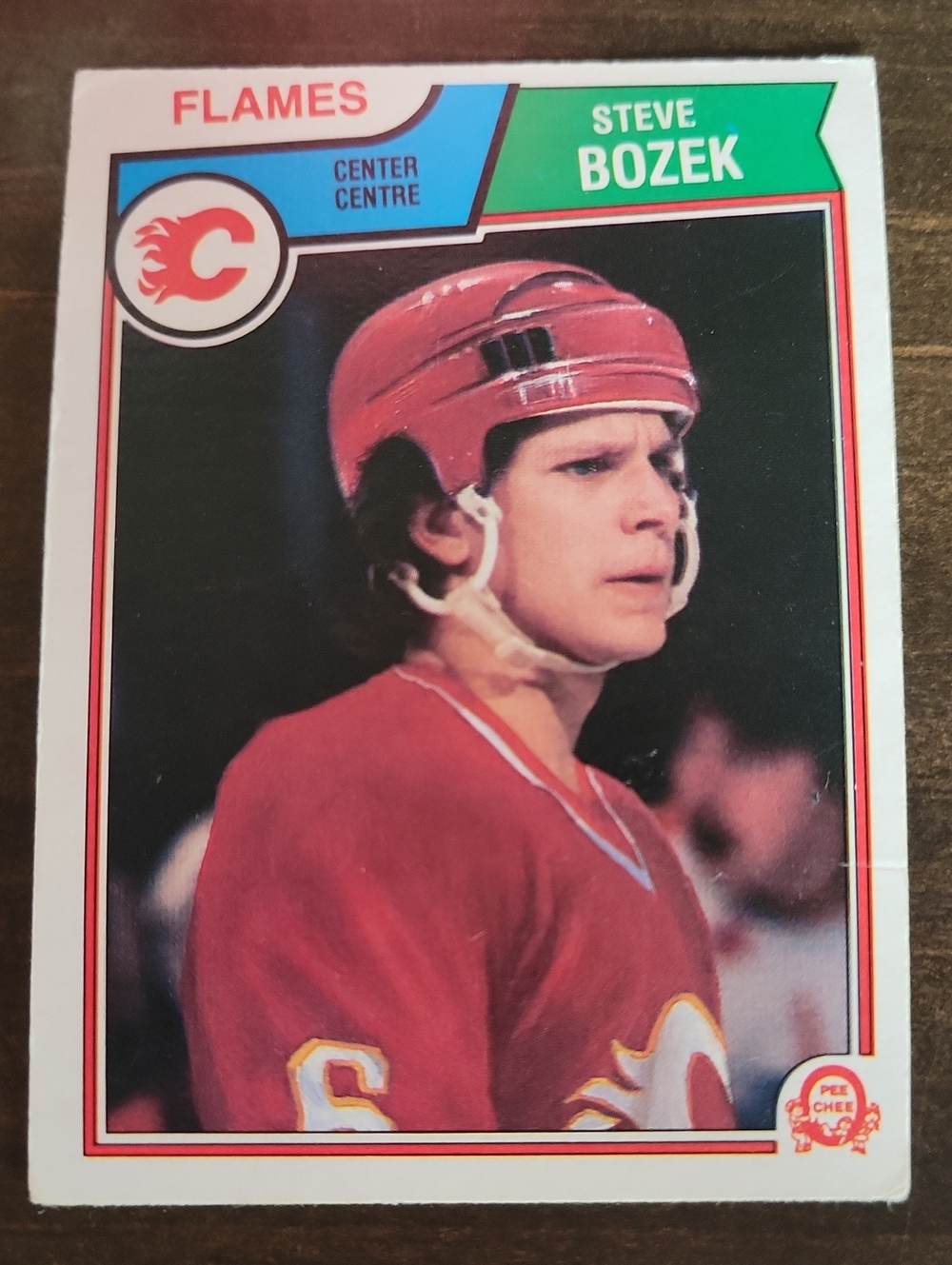 1983/84 OPC Steve Bozek Calgary Flames Hockey Card - Red